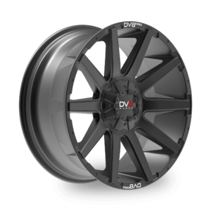 A DV8 Vortex black alloy wheel