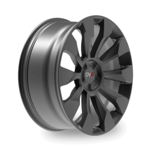 A DV8 Sawtooth black alloy wheel