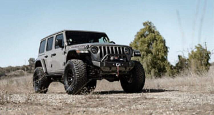 A jeep Rubicon sat on Fuel Offroad wheels Range of Models