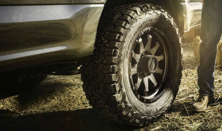 a close up of a BFGoodrich Tyres uk with sun light hitting it