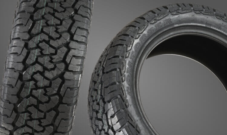 A product shot of the Comforser CF1100 All Terrain tyre showing as the best Budget all terrain tyre