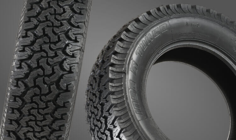 "Best all-terrain tire on a budget: Insa Turbo Ranger" - An image of a tire with the brand name "Insa Turbo Ranger" written on it, designed for all-terrain use and available at an affordable price point
