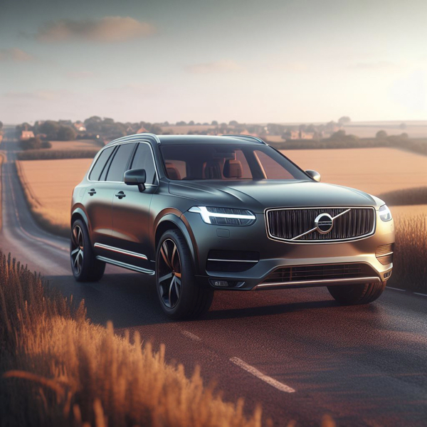 Volvo XC90 driving down an english country road