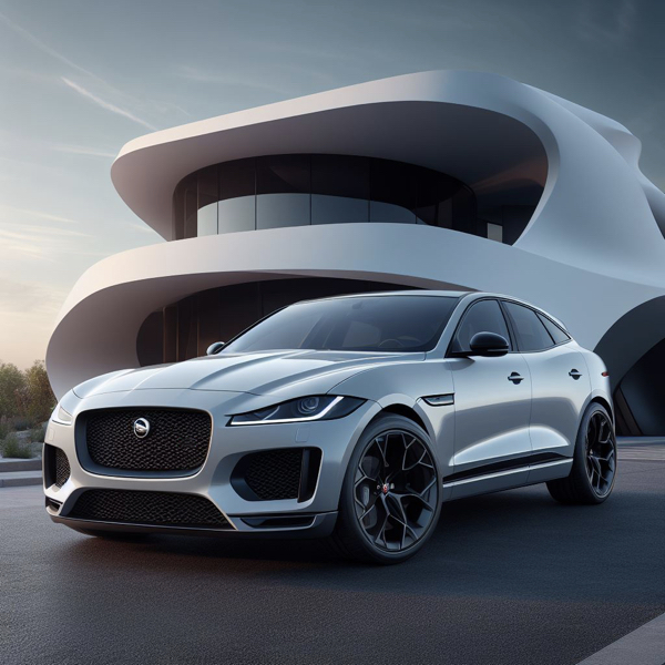 Jaguar F-Pace parked in front of a ultra modern house sat on Jaguar F-Pace Tyres