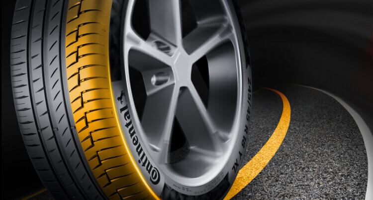 A tyre graphic showing Continental Premium Contact 6 Keeping you in control