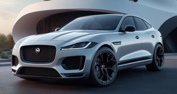 Jaguar F-Pace parked in front of a ultra modern house sat on Jaguar F-Pace Tyres