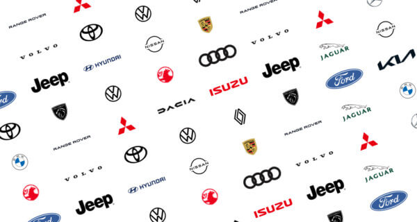 many vehicle badge logo in a collage