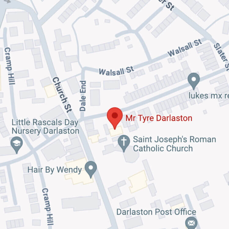 Mr Tyre Darlaston map showing where they offer tyres in Darlaston