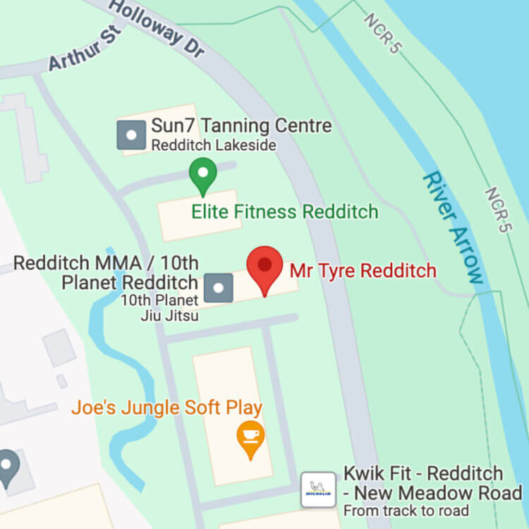 Mr Tyre Redditch map showing where they offer tyres in Redditch