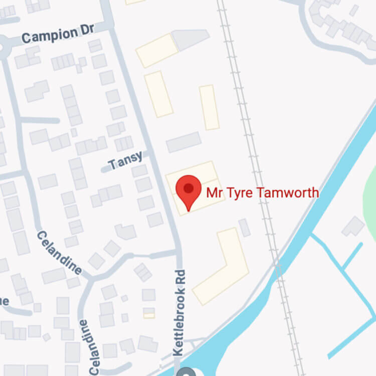 Mr Tyre Tamworth map showing where they offer tyres in Tamworth