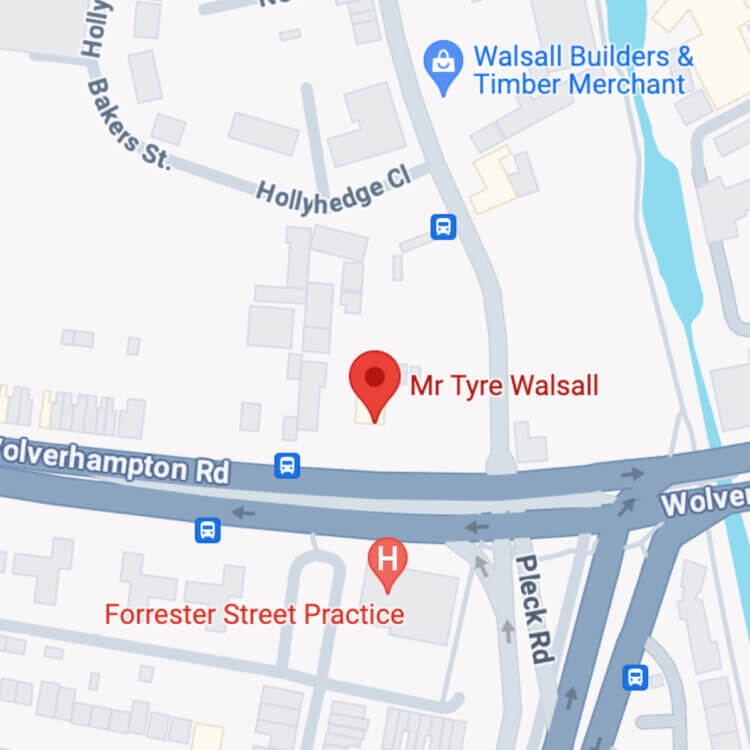 Mr Tyre Walsall map showing where they offer tyres in Walsall