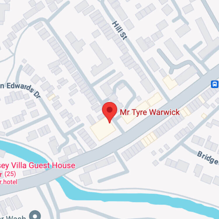 Mr Tyre Warwick map showing where they offer tyres in Warwick