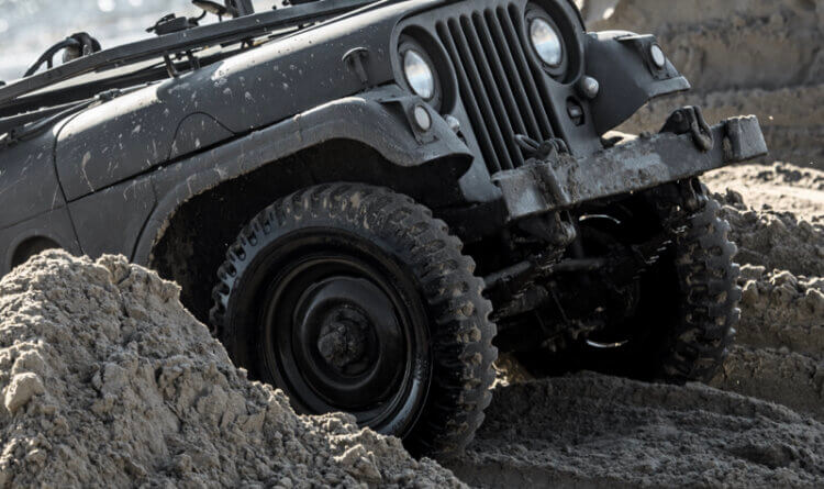 A jeep using steel wheels for Off-Road Enthusiasts