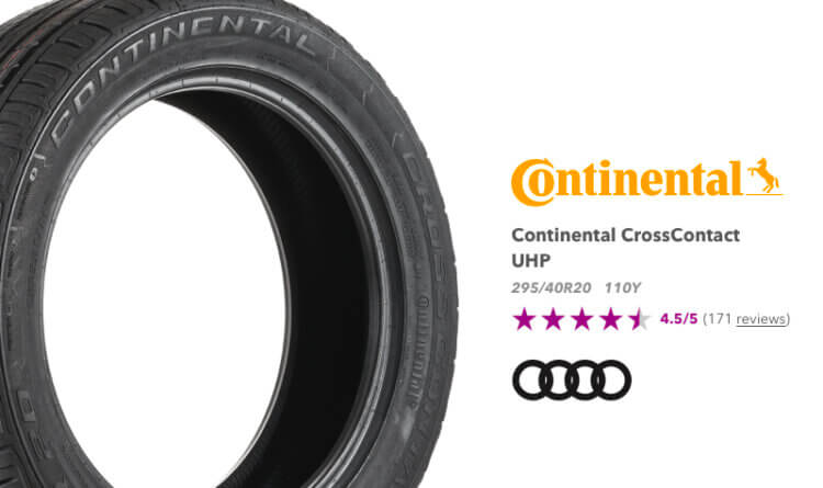 A product shot showing the Best Tyres for Audi Q7 with the premium choice of Continental CrossContact UHP