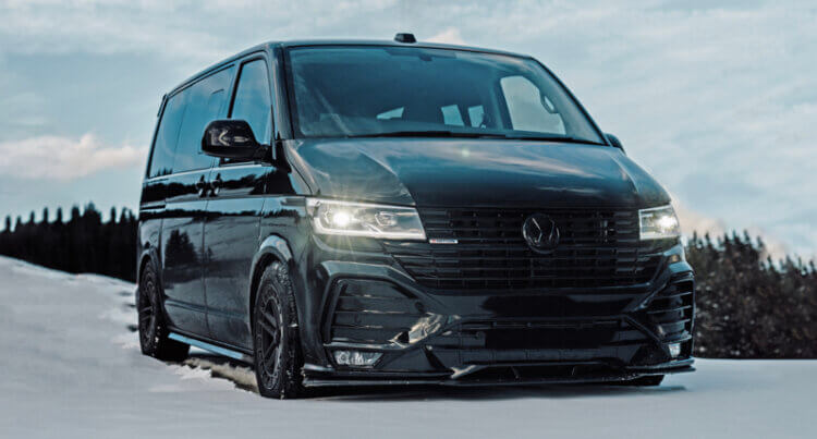 A VW transporter sat on Navis Alloy Wheels-to demonstrate Enhanced Performance Handling