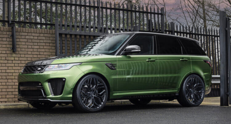 A apple green Land Rover Range Rover Sport SVR sat on Urban Wheels UC Range