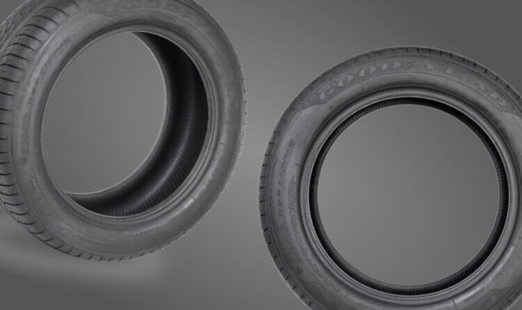 Two product shots showing the Recommended Goodyear SUV Tyre: Goodyear Eagle F1 Asymmetric SUV