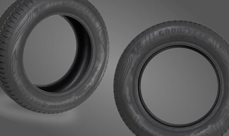 Two product shots showing the Recommended Goodyear Van Tyre: Goodyear Vector 4Seasons Cargo