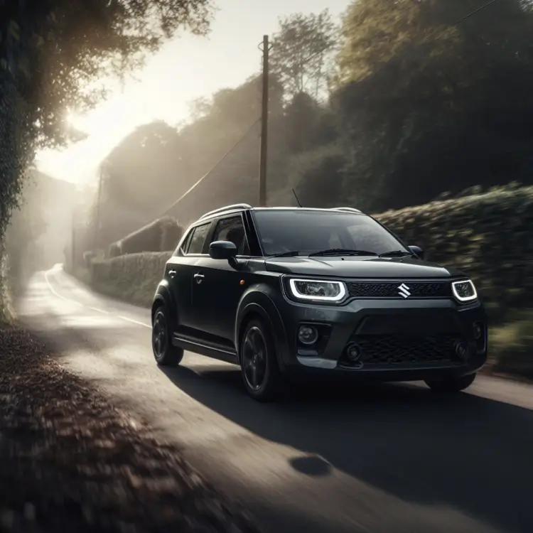 Suzuki Ignis driving down a uk country lane sat on Suzuki Ignis Tyres