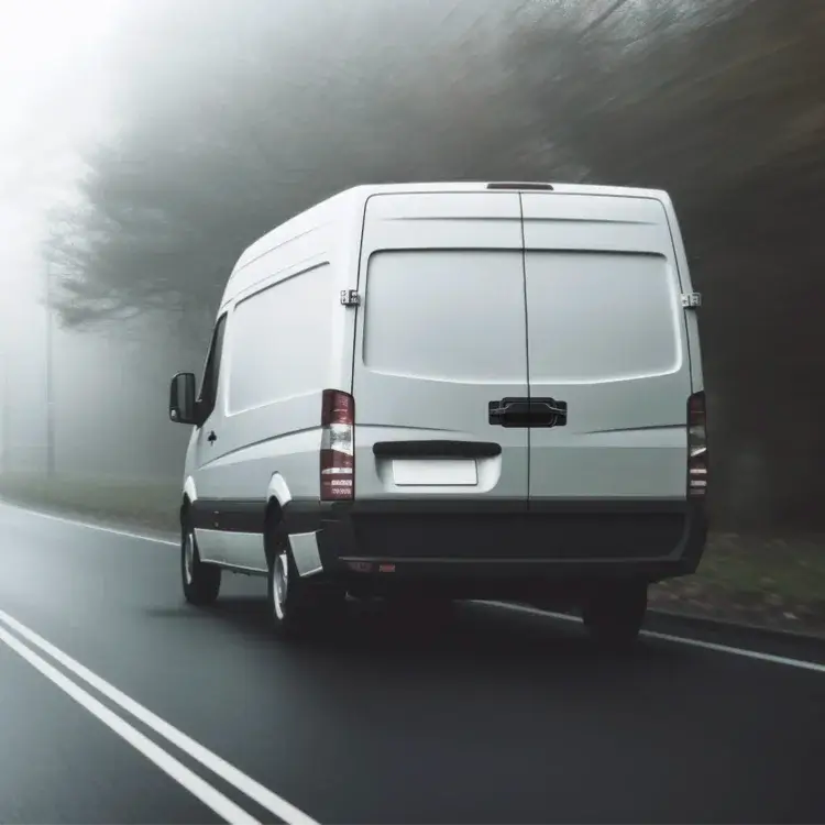 A working van sat on All Terrain Van Tyres