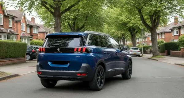 The back end of a Peugeot 5008 showing off its Peugeot 5008 wheels