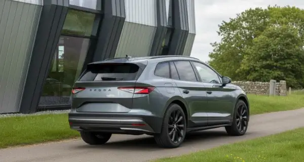 Skoda Enyaq electric SUV photographed from behind
