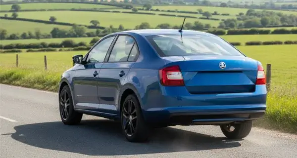 Skoda Rapid saloon viewed from behind