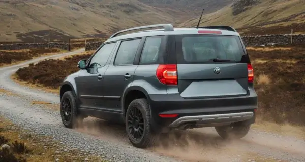 Skoda Yeti crossover parked on gravel