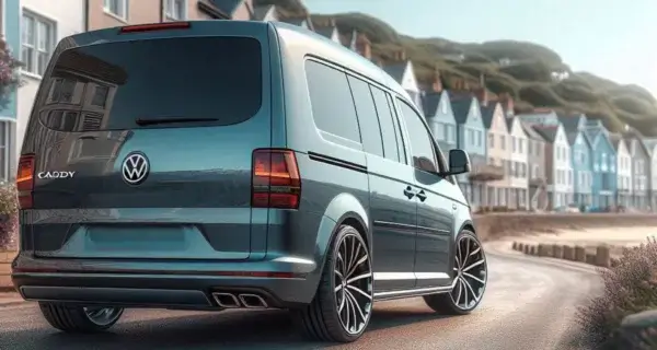 The back end of a Volkswagen Caddy to show off its Volkswagen Caddy Wheels