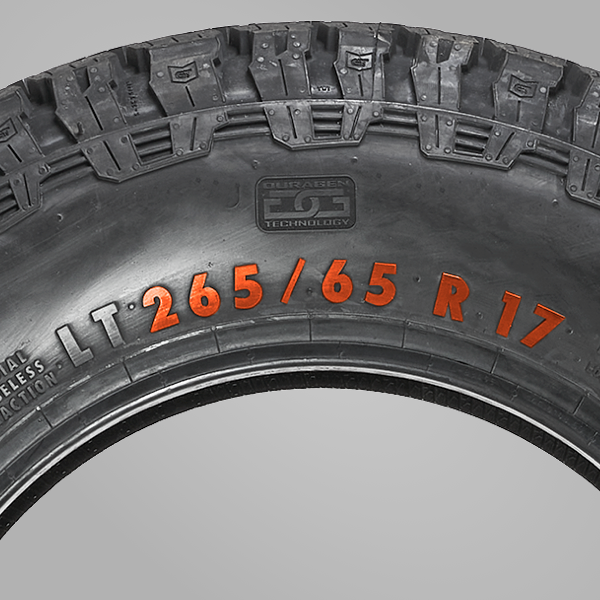 the tyre size on the sidewall