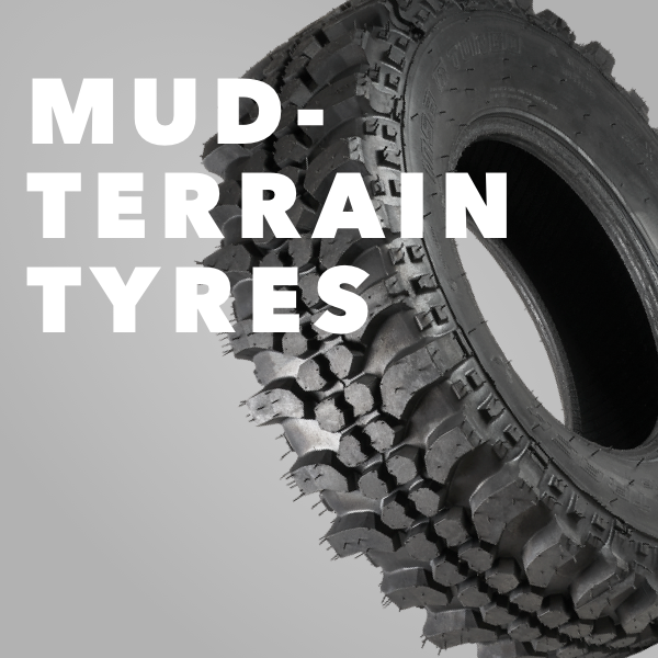 Mud-terrain tyre tread pattern showing aggressive design
