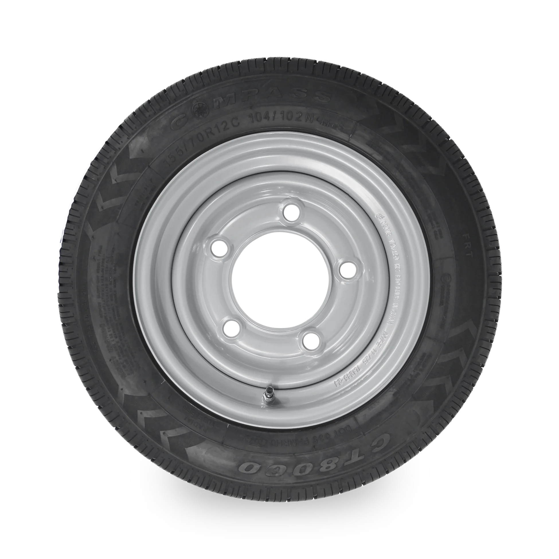 12" Trailer Wheel & Tyre - 5 Stud, 155/70R12 104/102N - Image 2