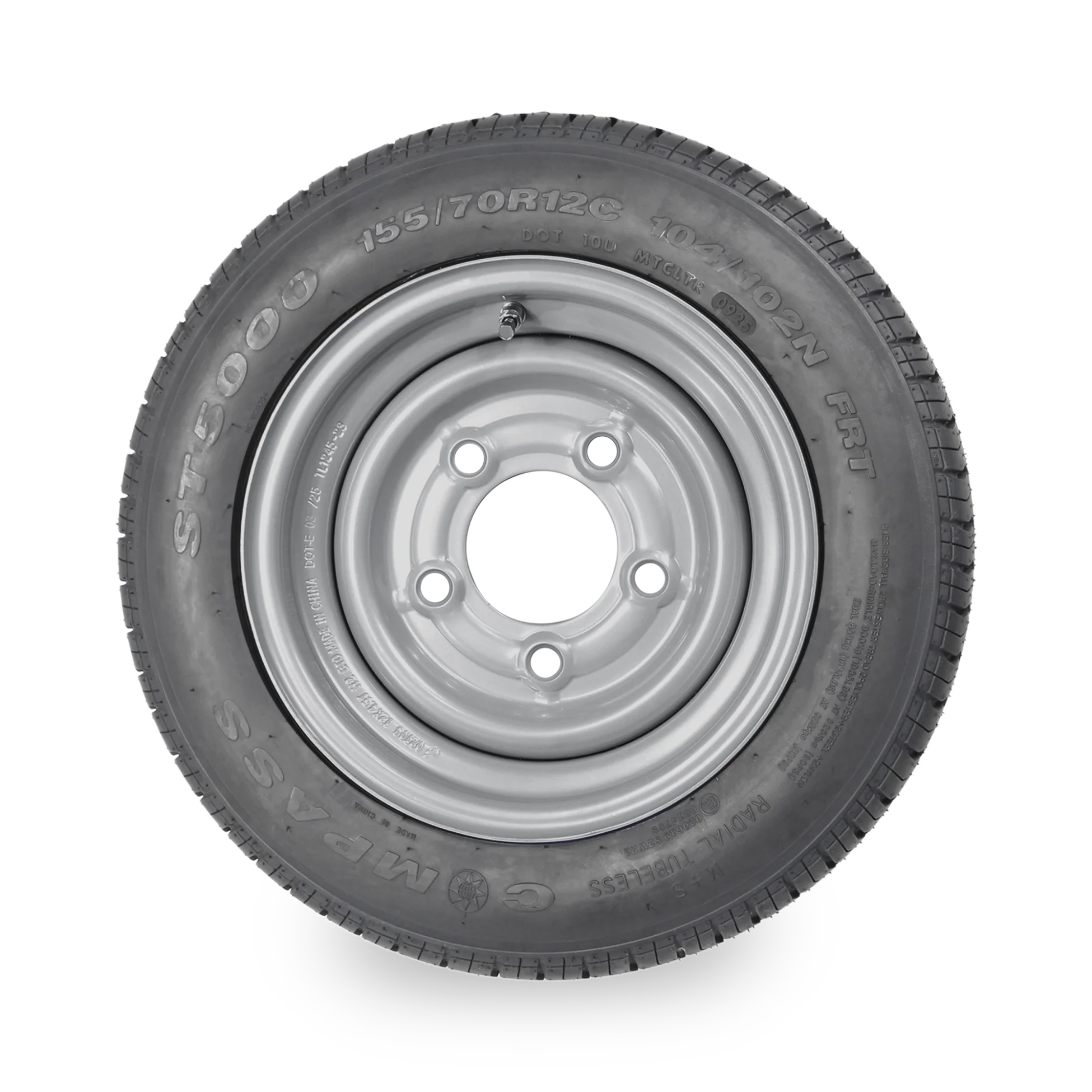 12" Trailer Wheel & Tyre - 5 Stud, 155/70R12 104/102N - Image 2