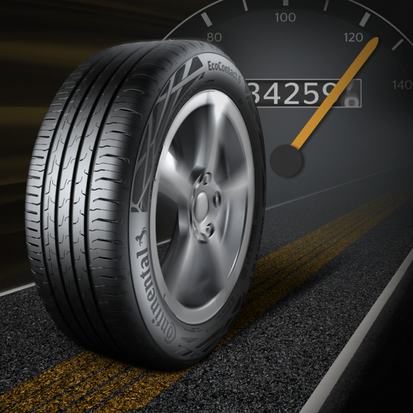 Continental EcoContact 6 tyre with mileage counter graphic
