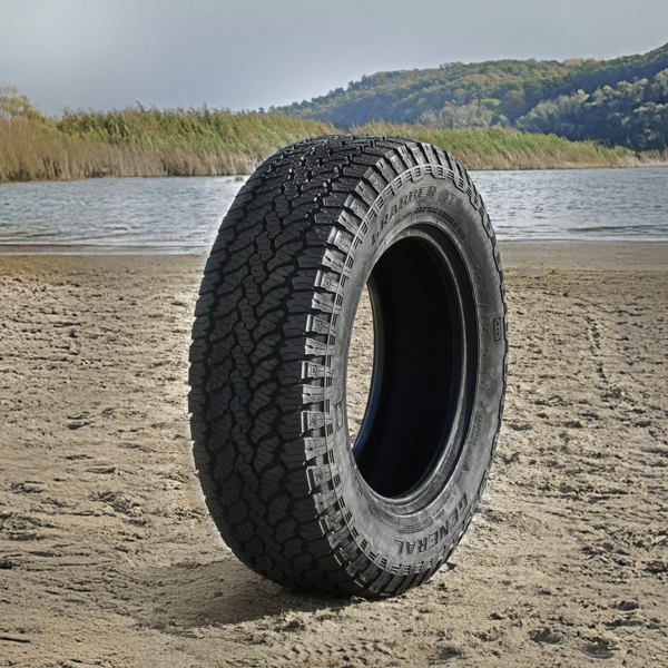General Grabber AT3 all-terrain camper tyre on sandy terrain