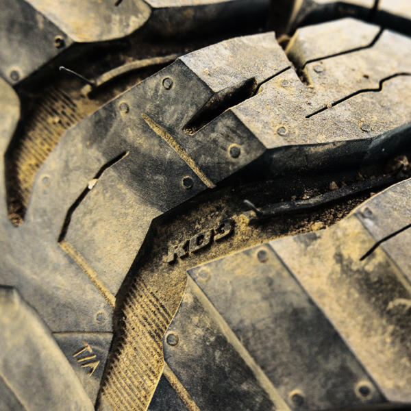 Close-up of BFGoodrich KO3 tread blocks and sidewall design
