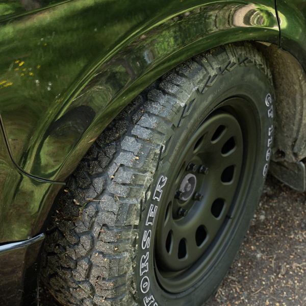 Comforser all-terrain tyre fitted to a Volkswagen Transporter
