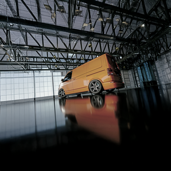 Orange VW Transporter fitted with SuperMetal Charger alloy wheels