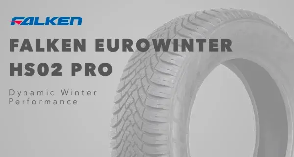 Falken Eurowinter HS02 Pro promotional graphic with “Dynamic Winter Performance” text.