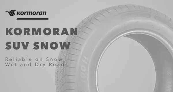 Kormoran SUV Snow tyre with “Reliable on Snow, Wet and Dry Roads” text.