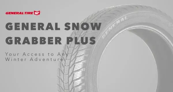General Snow Grabber Plus tyre with “Your Access to Any Winter Adventure” text.